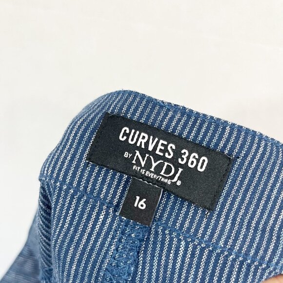 NEW NYDJ Curves 360 The Trouser in Agua Stripe Linen Blend Blue - Size 16 - Picture 5 of 9